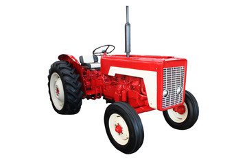 Obraz premium A Traditional Vintage Red Agricultural Farming Tractor.
