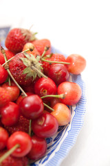 strawberry in plate isolated on white