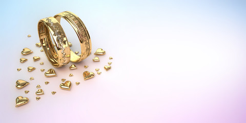 Wedding rings with hearts