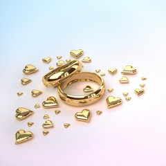 Wedding rings with hearts