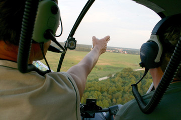 Training flights by the helicopter.