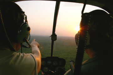 Training flights by the helicopter.