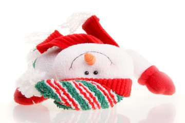 Christmas snowman isolated on a white background