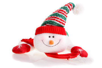Christmas snowman isolated on a white background