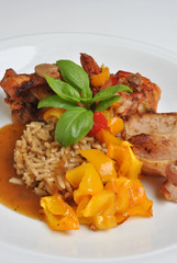 roasted delicious chicken olive in a white bowl