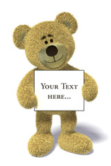 Nhi-Bär mit leerem weissen Banner, halten