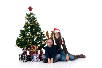 Christmas mother and son