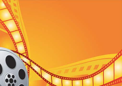 Film reel on the orange background