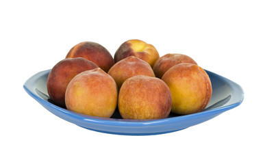 Eight Peaches on Plate, isolated on white