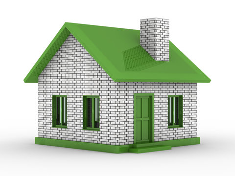Small house on  white background. Isolated 3D image