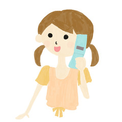 携帯電話で話す女の子