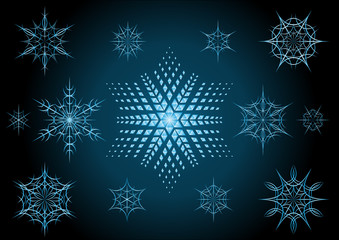Snowflakes and blue star