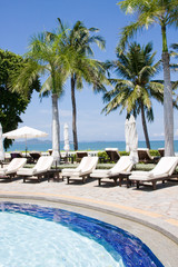 Swimming pool on a sunny day.Pattaya city in Thailand