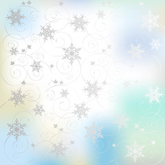 Winter background, snowflakes - vector illustration
