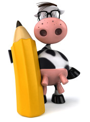 Vache avec un crayon