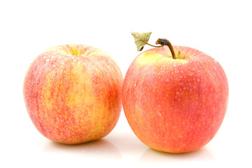 Two fresh juicy apples over white background