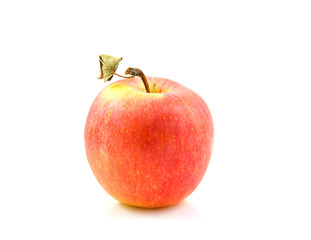 One red apple over white background