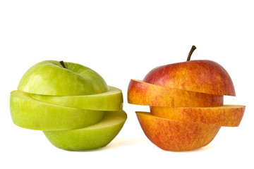 Roter und grüner Apfel isoliert