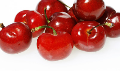 Ripe succulent red cherries