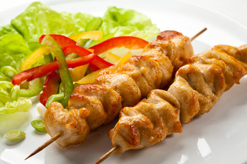 Grilled meat and vegetables