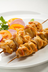 Grilled meat and vegetables