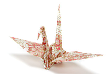 和柄の折り鶴　一羽
