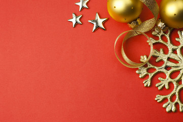 background with snowflake, stars and baubles \