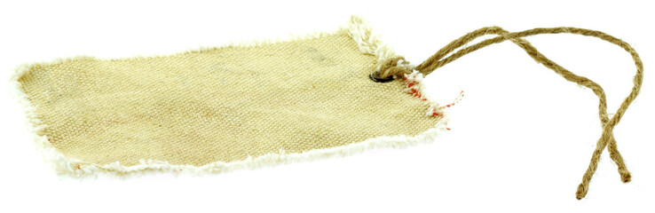 étiquette tissu ficelle fond blanc