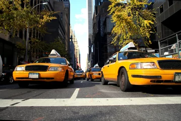 Deurstickers New York taxi gele taxi& 39 s
