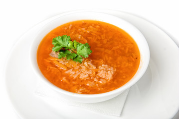 Bowl of vegetable borscht
