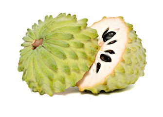 Soursop sections isolated on white background