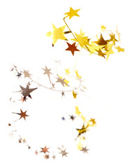 Golden stars isolated on white background