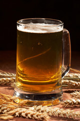 Glass of beer with grain