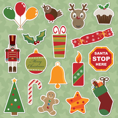 Vector clipart set of festive seasonal christmas stickers