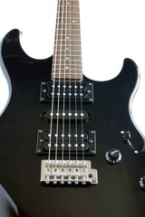 Fototapeta na wymiar Szczegóły czarnym gitara elektryczna