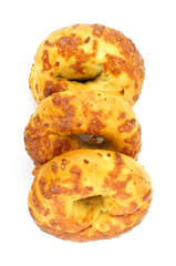 Freshly baked cheese and onion bagels