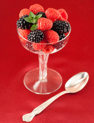 Raspberry and blackberry desert