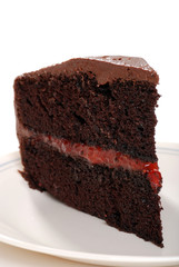 wedge of chocolate cake