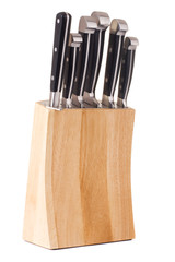 Set of kitchen knifes isolated on white