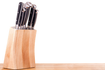 Set of kitchen knifes isolated on white