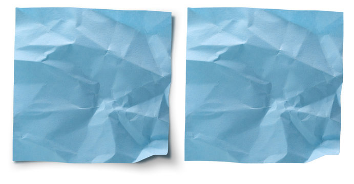 vieille note froiss&eacute;e - papier adh&eacute;sif bleu pour message