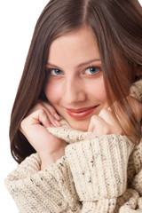 Portrait of beautiful young woman wearing turtleneck