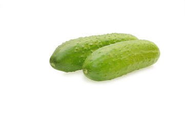 Two cucumbers isolated on white background