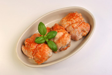 raw delicious chicken olive in a white bowl