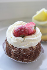 Delicious desserts with strawberry and chocolate