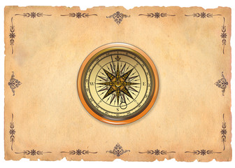 Retro compass on paper background