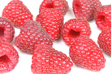 Raspberries on white