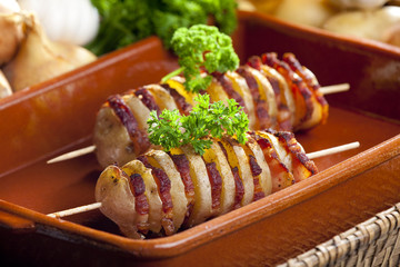 potato skewers with bacon