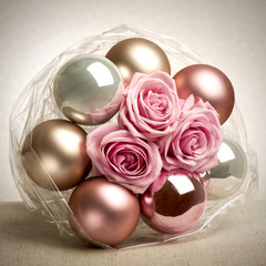 Christbaumkugel Strauß mit Rose