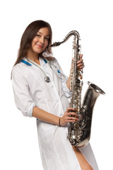 Fototapeta premium Sexy doctor with saxophone